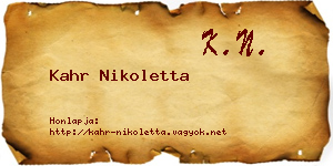 Kahr Nikoletta névjegykártya